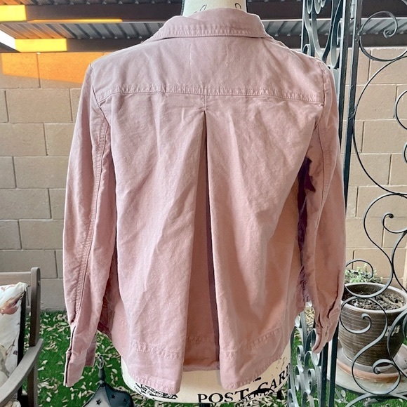 LOFT Dusty Rose Pink Petite Button Up / Down Utility Jacket Cotton & Linen XSP - Picture 2 of 16